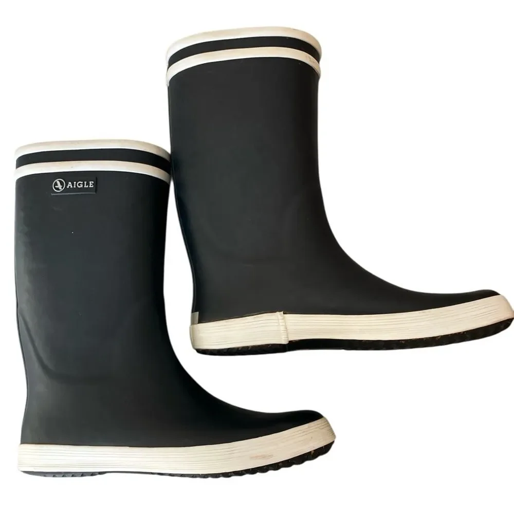 Aigle Malouine 2 Rain Boots Size 5.5 Sailing Beach Waterproof Lined